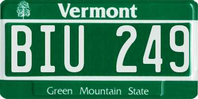 VT license plate BIU249