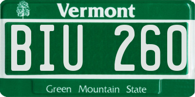 VT license plate BIU260