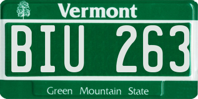 VT license plate BIU263