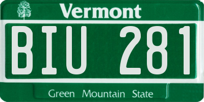 VT license plate BIU281