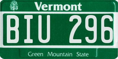 VT license plate BIU296