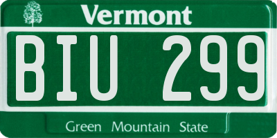 VT license plate BIU299