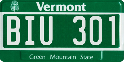 VT license plate BIU301