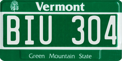 VT license plate BIU304