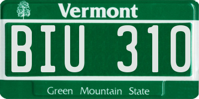 VT license plate BIU310
