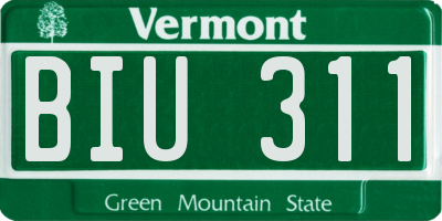 VT license plate BIU311