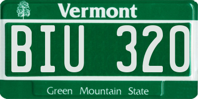 VT license plate BIU320