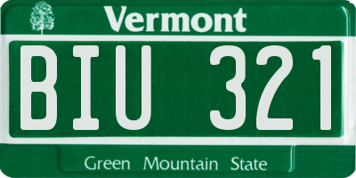 VT license plate BIU321