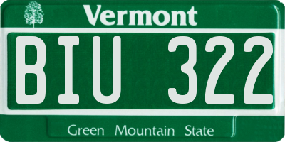 VT license plate BIU322