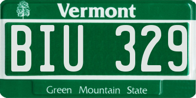 VT license plate BIU329