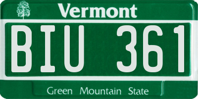 VT license plate BIU361