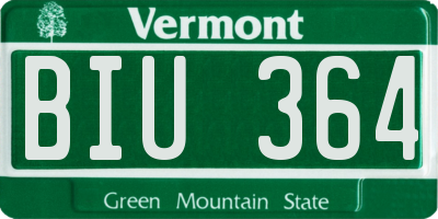 VT license plate BIU364