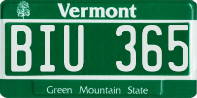 VT license plate BIU365