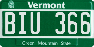 VT license plate BIU366