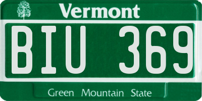VT license plate BIU369
