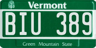 VT license plate BIU389