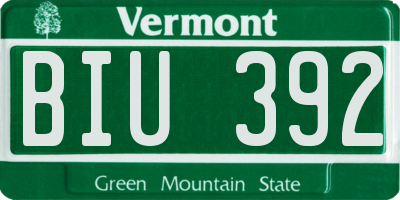 VT license plate BIU392