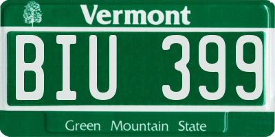 VT license plate BIU399