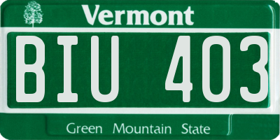 VT license plate BIU403