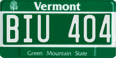 VT license plate BIU404