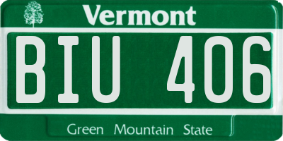 VT license plate BIU406