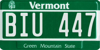 VT license plate BIU447