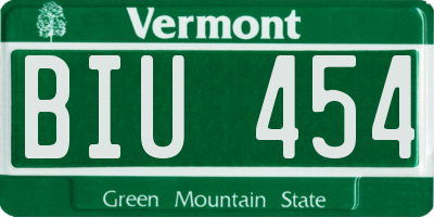 VT license plate BIU454
