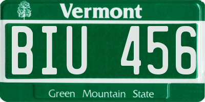 VT license plate BIU456