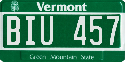 VT license plate BIU457