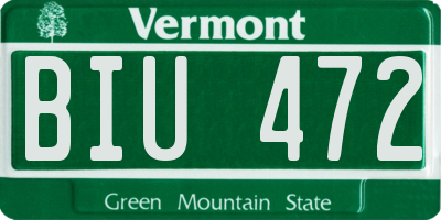 VT license plate BIU472