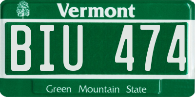 VT license plate BIU474