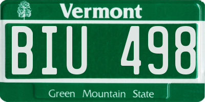 VT license plate BIU498