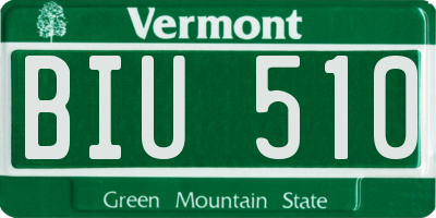 VT license plate BIU510