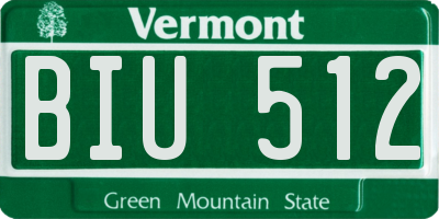 VT license plate BIU512