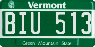 VT license plate BIU513