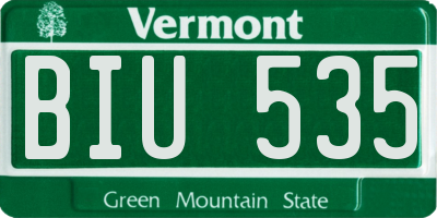 VT license plate BIU535