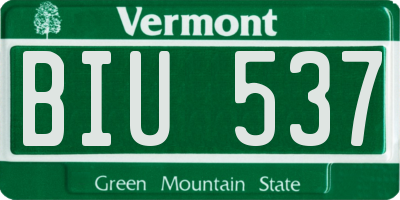 VT license plate BIU537