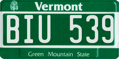 VT license plate BIU539