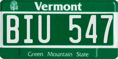VT license plate BIU547