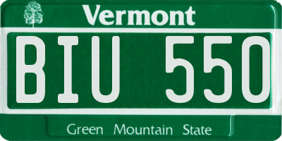 VT license plate BIU550
