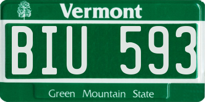VT license plate BIU593