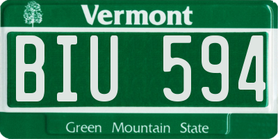 VT license plate BIU594