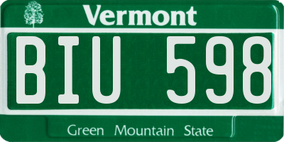 VT license plate BIU598