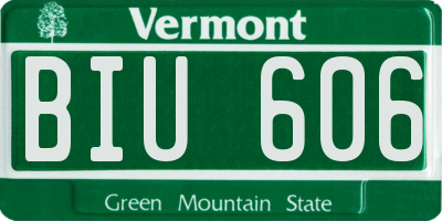 VT license plate BIU606
