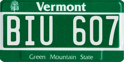 VT license plate BIU607
