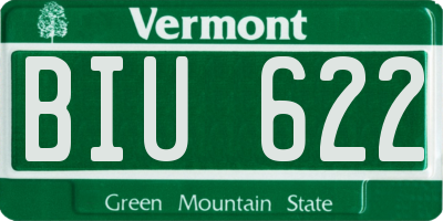 VT license plate BIU622