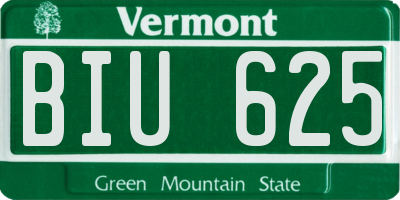 VT license plate BIU625