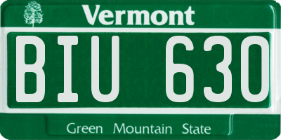 VT license plate BIU630