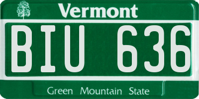 VT license plate BIU636