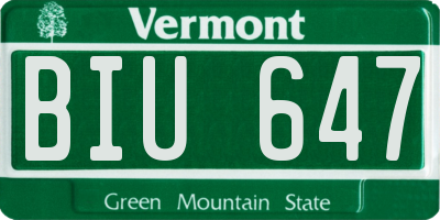 VT license plate BIU647